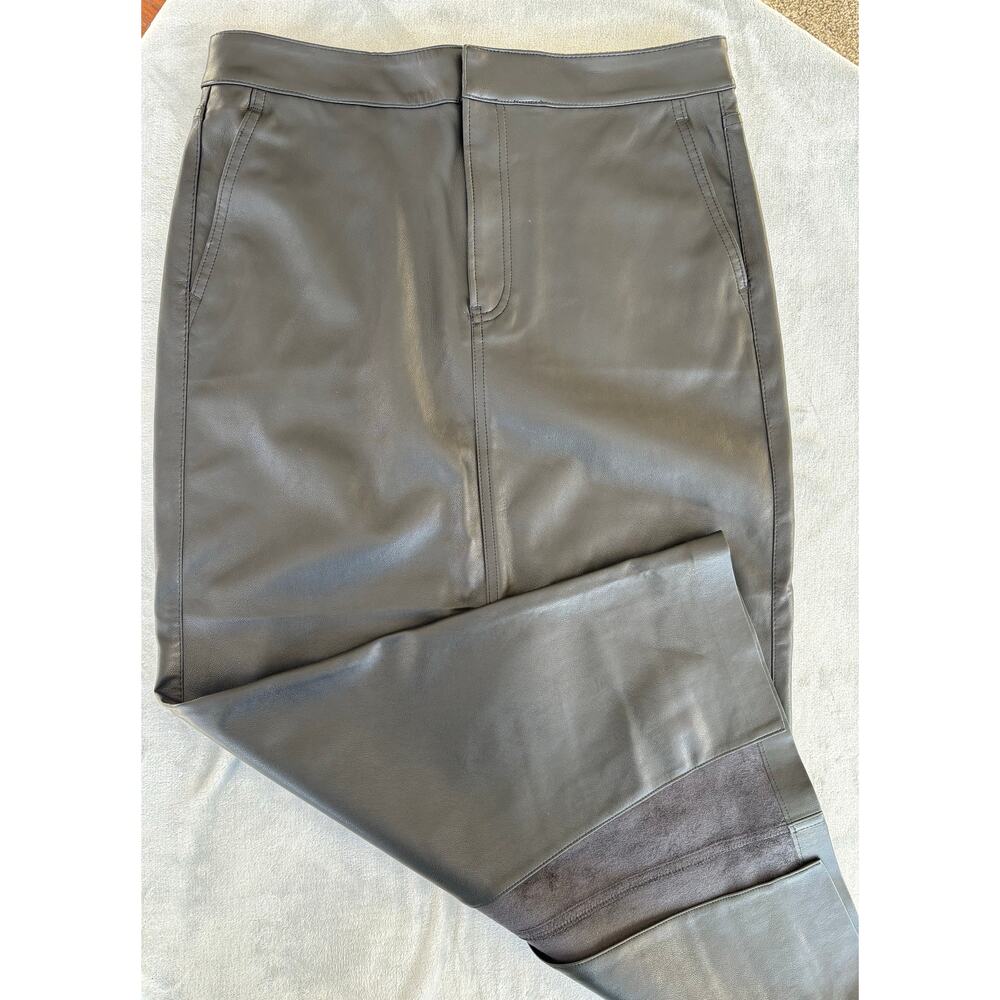 Express Skirt Long High Waist Black Faux Leather Back Slit Size 8 - Picture 5 of 9